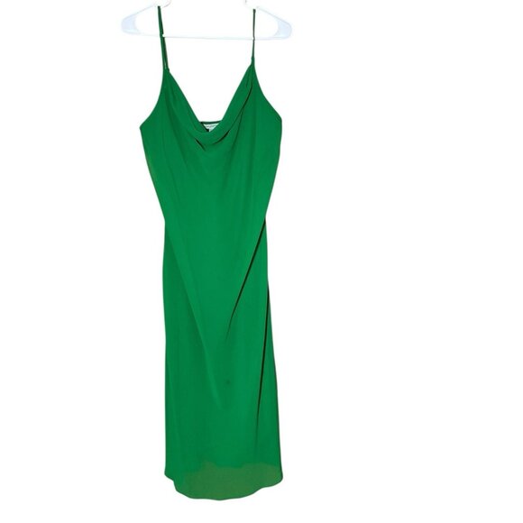 Tash + Sophie Cowl Chiffon Emerald Green Midi Dress With Straps L Holiday Party - Picture 2 of 8